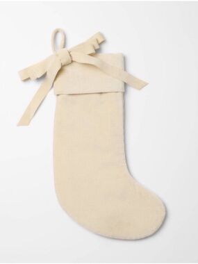 Cream Velvet Bow Christmas Stocking - Threshold™ designed with Studio McGee NEW